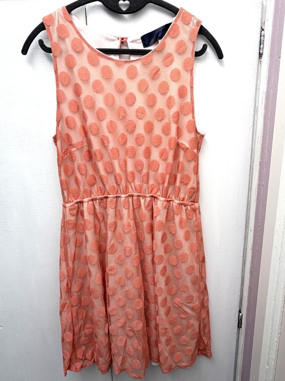 Blue Rain Coral Polka Dot Sheer Mesh Fit & Flare Dress Size M